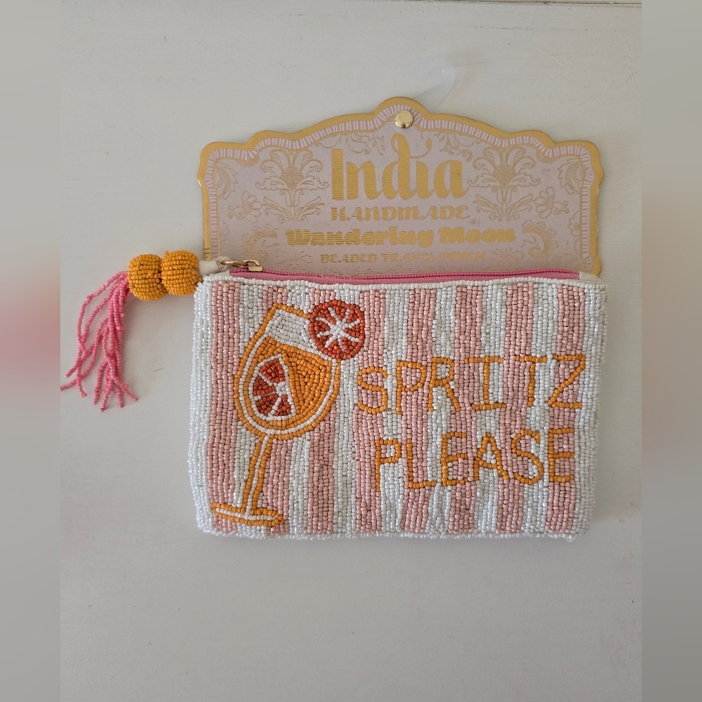 Wandering Moon Handmade Beaded Pouch – “Spritz Please” Cocktail Design
